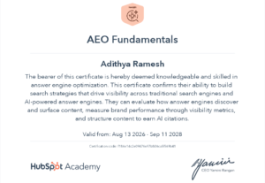 AEO Fundamentals certificate - Adithya Ramesh